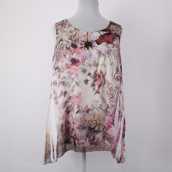 Dress Barn Top NEW $34 Sz 2x Pink Multi Color Floral Asymmetrical 100% Poly Top