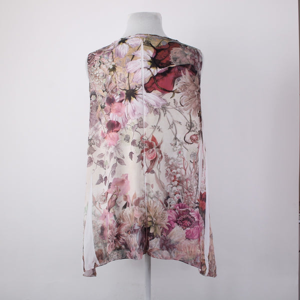 Dress Barn Top NEW $34 Sz 2x Pink Multi Color Floral Asymmetrical 100% Poly Top