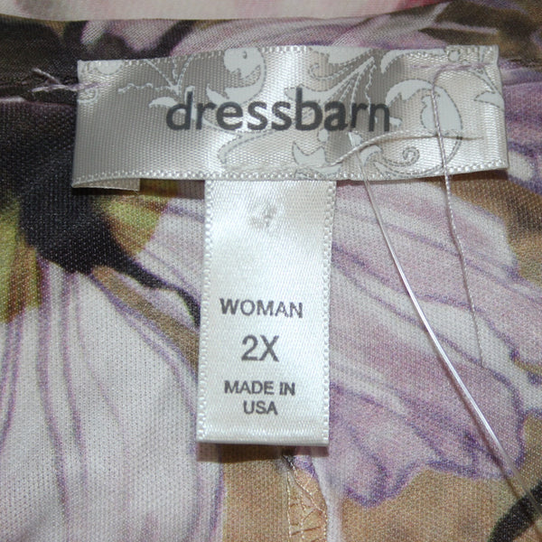 Dress Barn Top NEW $34 Sz 2x Pink Multi Color Floral Asymmetrical 100% Poly Top