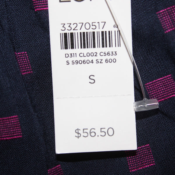 Loft Top NEW $57 Sz S Navy Blue Magenta Square Neck Hi Lo 100% Rayon Top