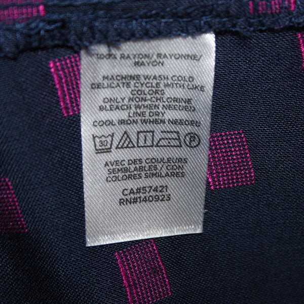 Loft Top NEW $57 Sz S Navy Blue Magenta Square Neck Hi Lo 100% Rayon Top