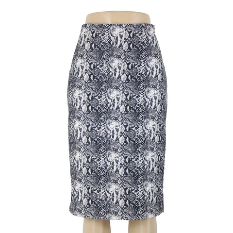 Katherine Barclay Sz 10 Black White Reptile Print Lined Poly Cotton Pencil Skirt