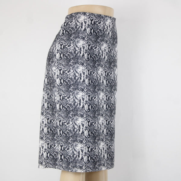 Katherine Barclay Sz 10 Black White Reptile Print Lined Poly Cotton Pencil Skirt