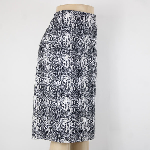 Katherine Barclay Sz 10 Black White Reptile Print Lined Poly Cotton Pencil Skirt