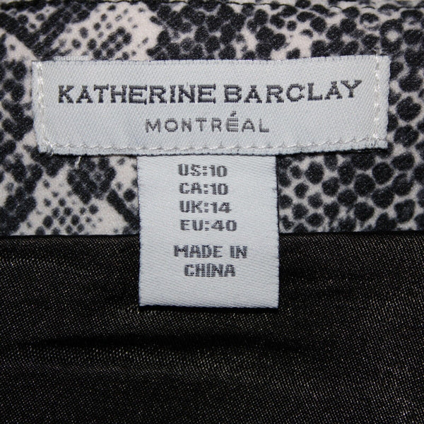 Katherine Barclay Sz 10 Black White Reptile Print Lined Poly Cotton Pencil Skirt