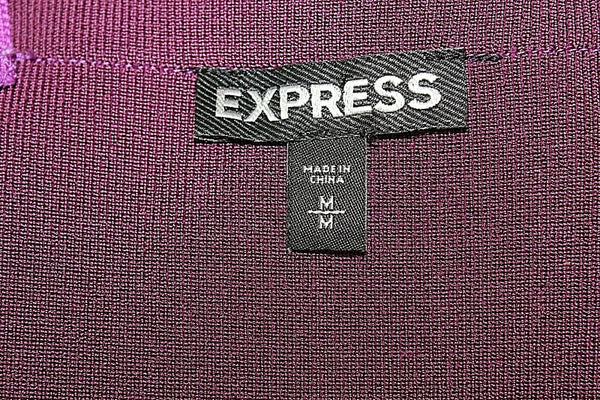 Express Sz M Burgundy Purple Color Block Bodycon Rayon Nylon Spandex Dress
