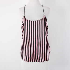 Victorias Secret NEW $43 Sz SP Pink Black Lace Striped 100% Polyester Nighty Top
