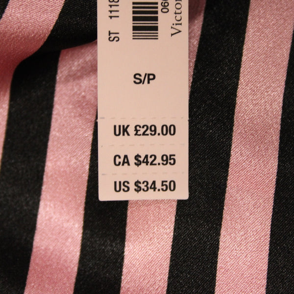 Victorias Secret NEW $43 Sz SP Pink Black Lace Striped 100% Polyester Nighty Top
