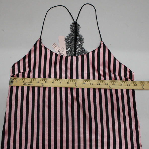 Victorias Secret NEW $43 Sz SP Pink Black Lace Striped 100% Polyester Nighty Top