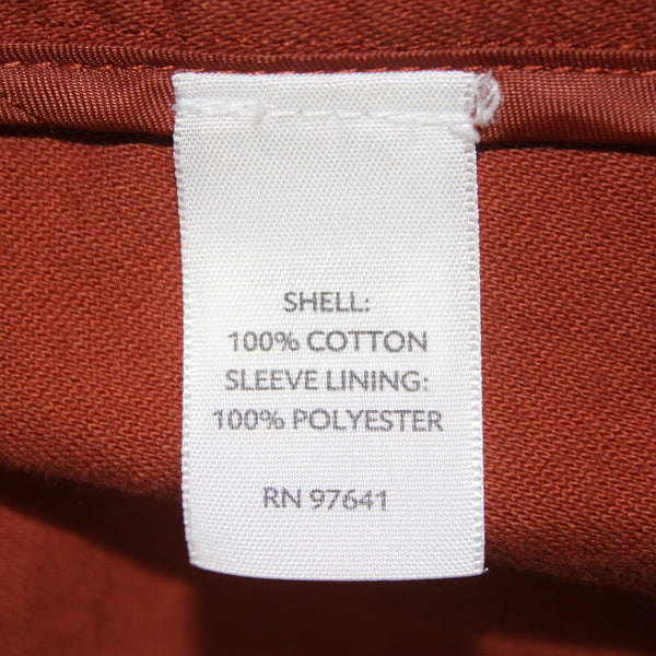 J Jill Jacket Sz 2P Orange Rust Collared Faux Pockets Buttons 100% Cotton Poly