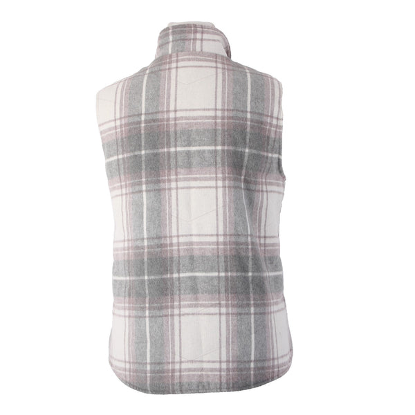 Thread Supply Vest Sz L Gray White Purple Plaid Fleece Lined 100% Polyester Vest