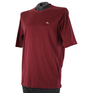 Burberry London Sz M Burgundy Red Logo 100% Cotton Tee Shirt