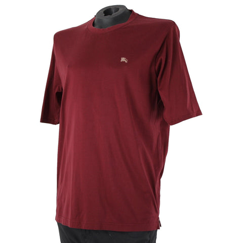 Burberry London Sz M Burgundy Red Logo 100% Cotton Tee Shirt