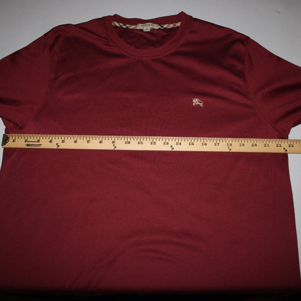 Burberry London Sz M Burgundy Red Logo 100% Cotton Tee Shirt