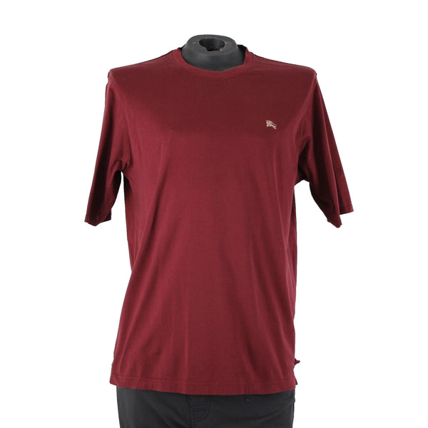 Burberry London Sz M Burgundy Red Logo 100% Cotton Tee Shirt