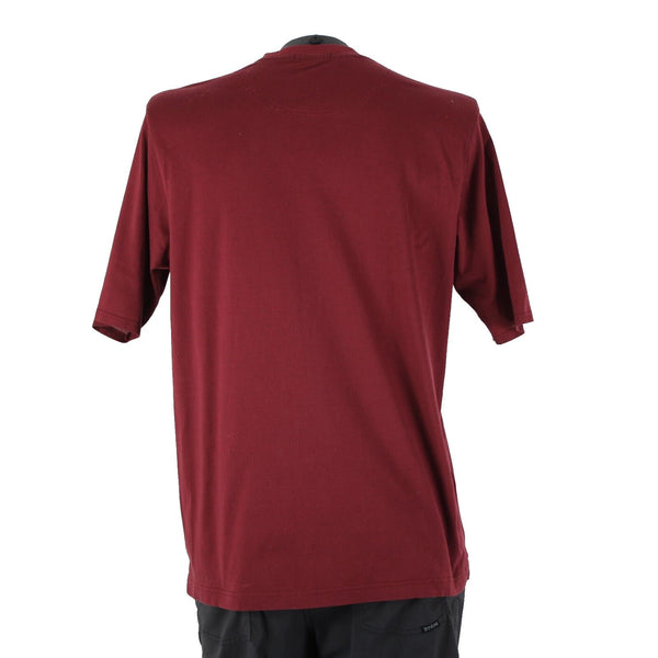 Burberry London Sz M Burgundy Red Logo 100% Cotton Tee Shirt