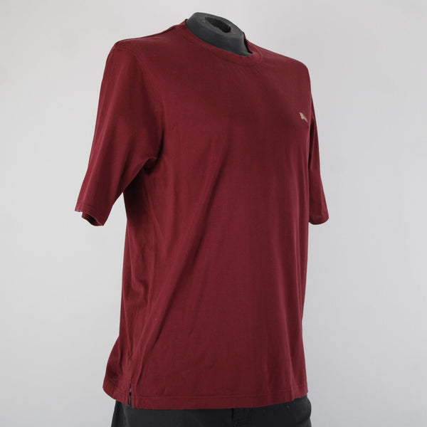 Burberry London Sz M Burgundy Red Logo 100% Cotton Tee Shirt
