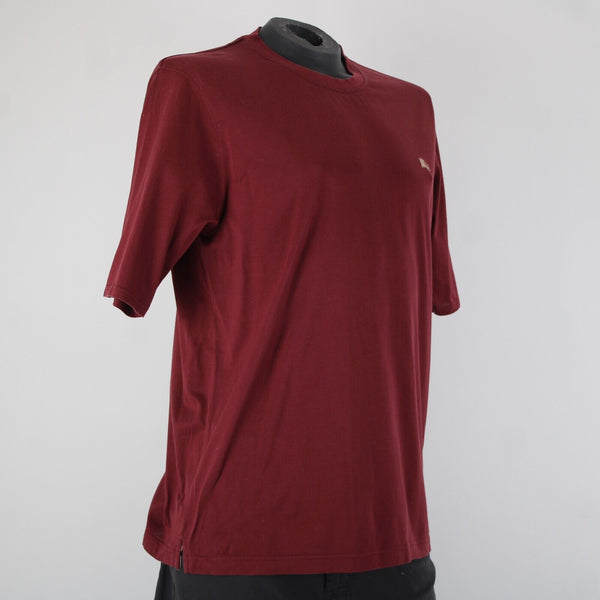 Burberry London Sz M Burgundy Red Logo 100% Cotton Tee Shirt