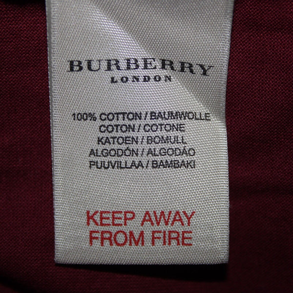 Burberry London Sz M Burgundy Red Logo 100% Cotton Tee Shirt