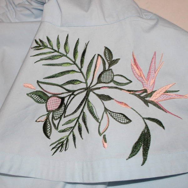 Lane Bryant Top NEW $60 Sz 18/20 Blue Green Embroidered Off Shoulders Cotton Top