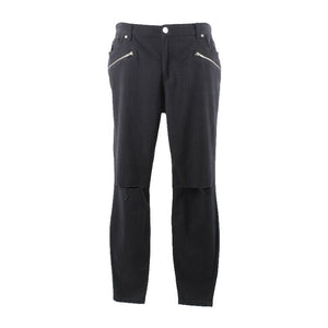Forever 21 NEW $23 Sz 18 x 30 Black Silver Zips Rip Knee Cotton Blend Pant