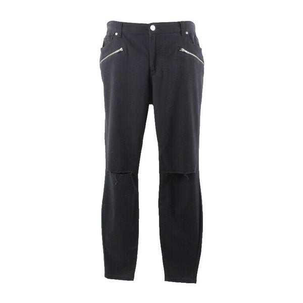 Forever 21 NEW $23 Sz 18 x 30 Black Silver Zips Rip Knee Cotton Blend Pant