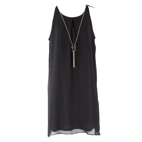 By and by NWT $52 Sz L Black Sleeveless Solid Sheer Removable Chain Dress