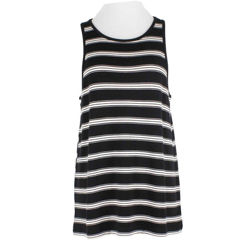 Lou & Grey NEW Sz M Black White Stripe Rayon Blend Knit Tunic Top