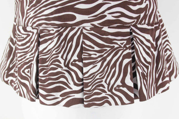 NYP Sz 8 Brown White Cotton Blend Short Sleeve Animal Print Lined Blazer