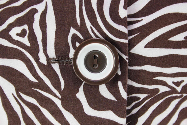 NYP Sz 8 Brown White Cotton Blend Short Sleeve Animal Print Lined Blazer