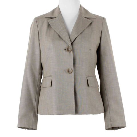 Kasper Sz 2P Tan Brown Collared 2 Button Lined Polyester Rayon Blazer Jacket