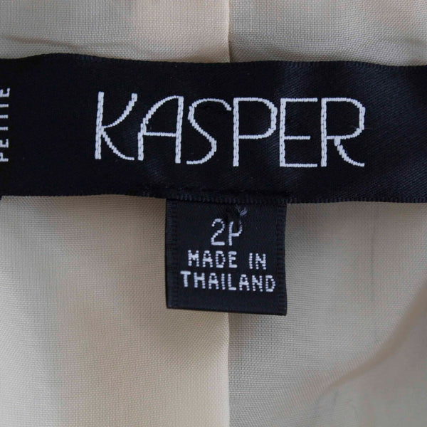 Kasper Sz 2P Tan Brown Collared 2 Button Lined Polyester Rayon Blazer Jacket