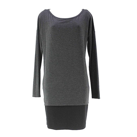Bailey 44 Sz M Charcoal Black Rayon Wool Blend Lined Tunic Body Hugging Dress