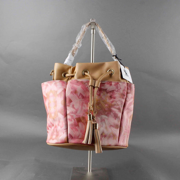 Snob Essentials NEW $98 10 x 13 x 7 Pink Multi Polyurethene Crossbody Bucket Bag
