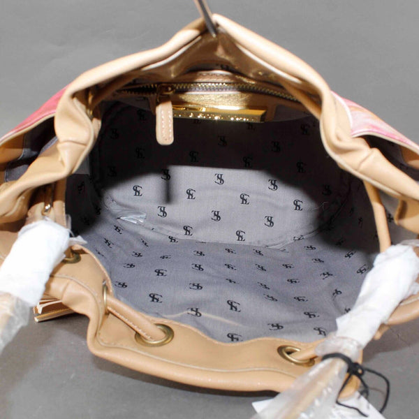 Snob Essentials NEW $98 10 x 13 x 7 Pink Multi Polyurethene Crossbody Bucket Bag