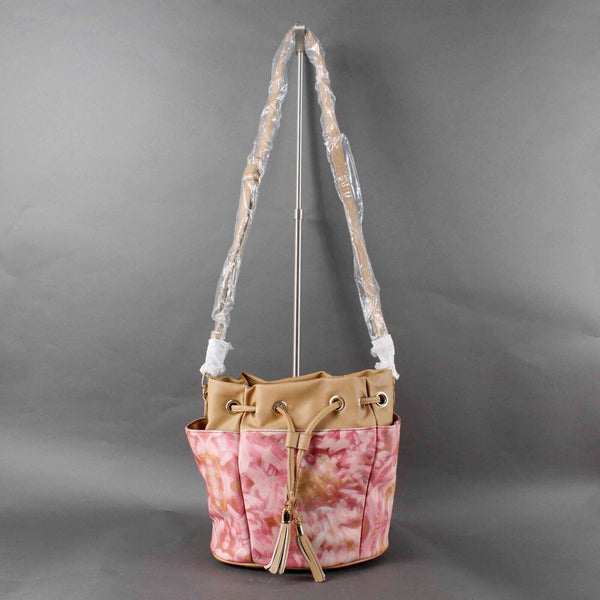 Snob Essentials NEW $98 10 x 13 x 7 Pink Multi Polyurethene Crossbody Bucket Bag