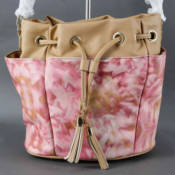 Snob Essentials NEW $98 10 x 13 x 7 Pink Multi Polyurethene Crossbody Bucket Bag