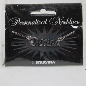DONNA NEW Name Silvertone Rhinestone 14.5" w 4.5" Multi Ring Ext Necklace