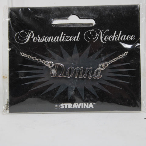 DONNA NEW Name Silvertone Rhinestone 14.5" w 4.5" Multi Ring Ext Necklace