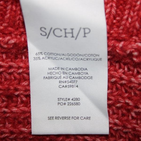 Cabi Sz S Red White Knit Long Sleeve Over Sized Cotton Acrylic Sweater