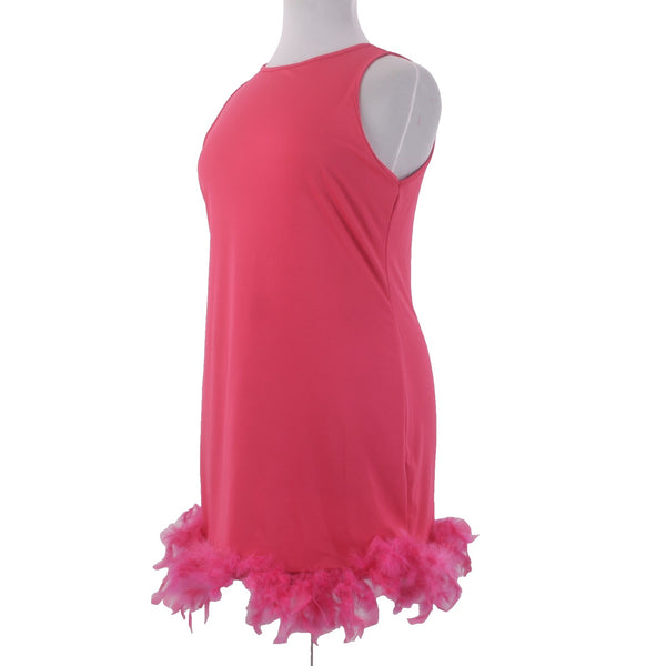 X Plus Dress NEW Sz XL Pink Sleeveless Feathered Bottom Cotton Polyester Dress