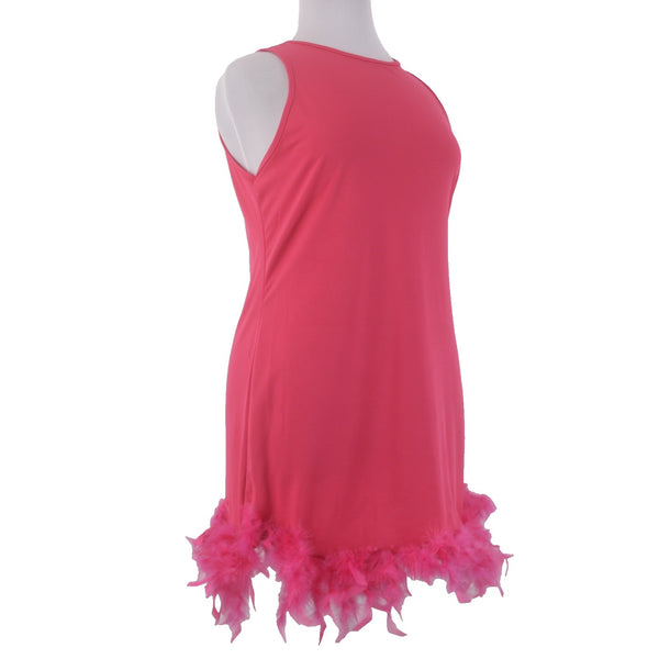 X Plus Dress NEW Sz XL Pink Sleeveless Feathered Bottom Cotton Polyester Dress