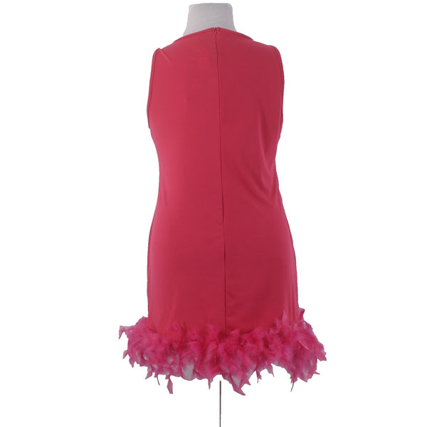 X Plus Dress NEW Sz XL Pink Sleeveless Feathered Bottom Cotton Polyester Dress