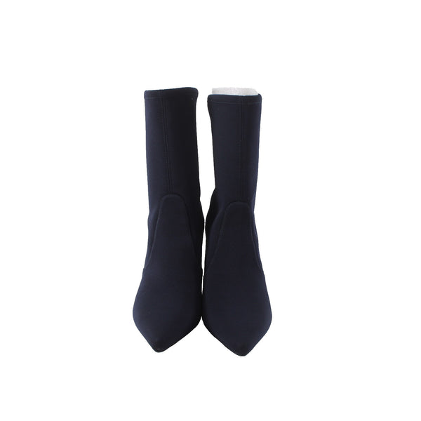 Stuart Weitzman Boots 45432 Sz 9.5 M Navy Blue Pointed Toe Fabric 6" Calf Boots