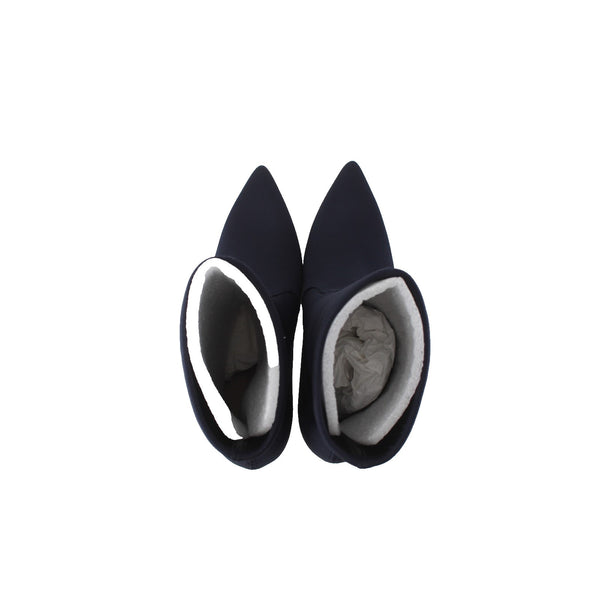 Stuart Weitzman Boots 45432 Sz 9.5 M Navy Blue Pointed Toe Fabric 6" Calf Boots