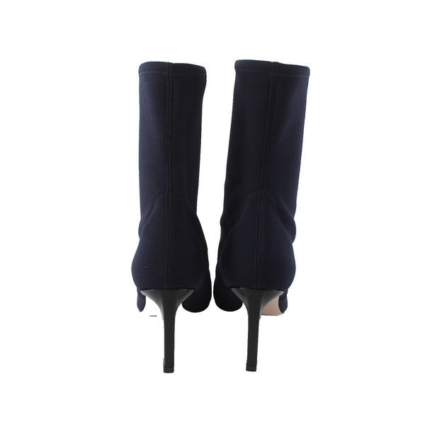Stuart Weitzman Boots 45432 Sz 9.5 M Navy Blue Pointed Toe Fabric 6" Calf Boots