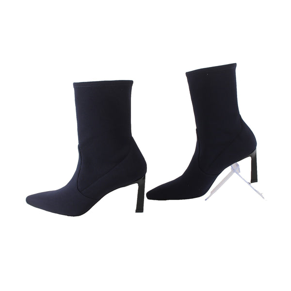 Stuart Weitzman Boots 45432 Sz 9.5 M Navy Blue Pointed Toe Fabric 6" Calf Boots