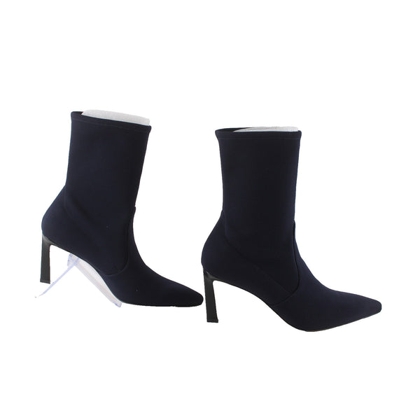 Stuart Weitzman Boots 45432 Sz 9.5 M Navy Blue Pointed Toe Fabric 6" Calf Boots
