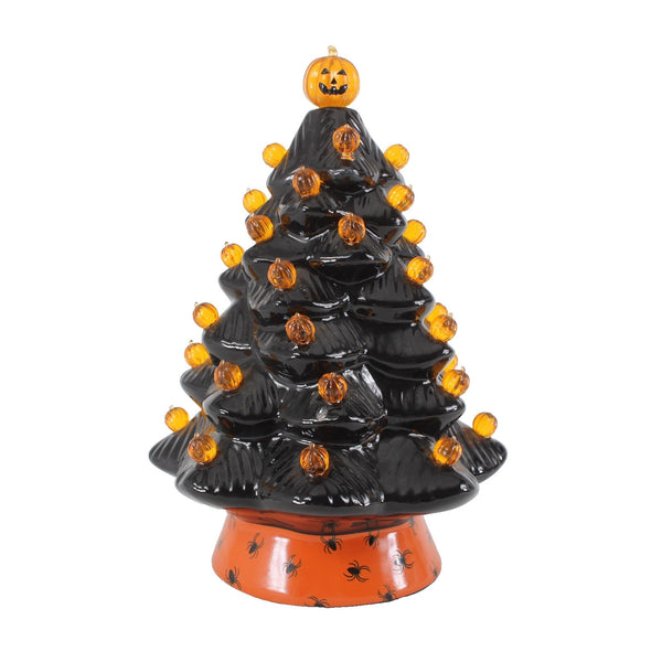 Mr Halloween Ceramic Tree Black Orange Pumpkin 12" Does Not Light Up AS IS