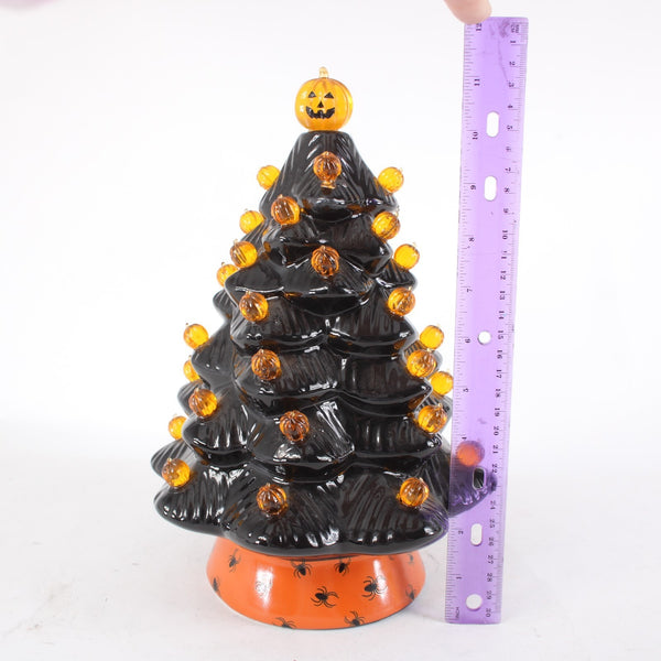 Mr Halloween Ceramic Tree Black Orange Pumpkin 12" Does Not Light Up AS IS